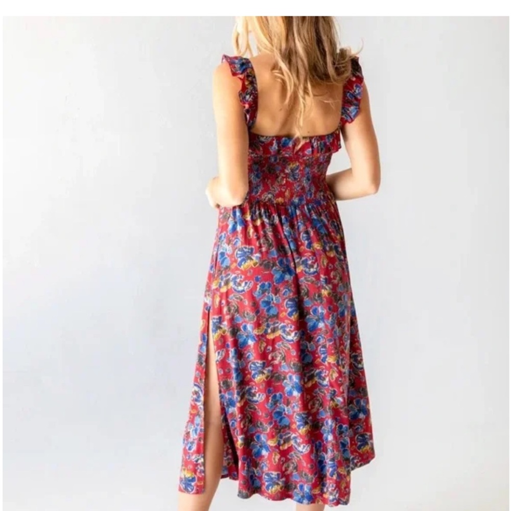 NATURAL LIFE Megan Black and Burgundy Floral Midi Dress, Size Small - Picture 8 of 10